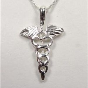 STERLING SILVER CADUCEUS DOCTOR MEDICAL NECKLACE